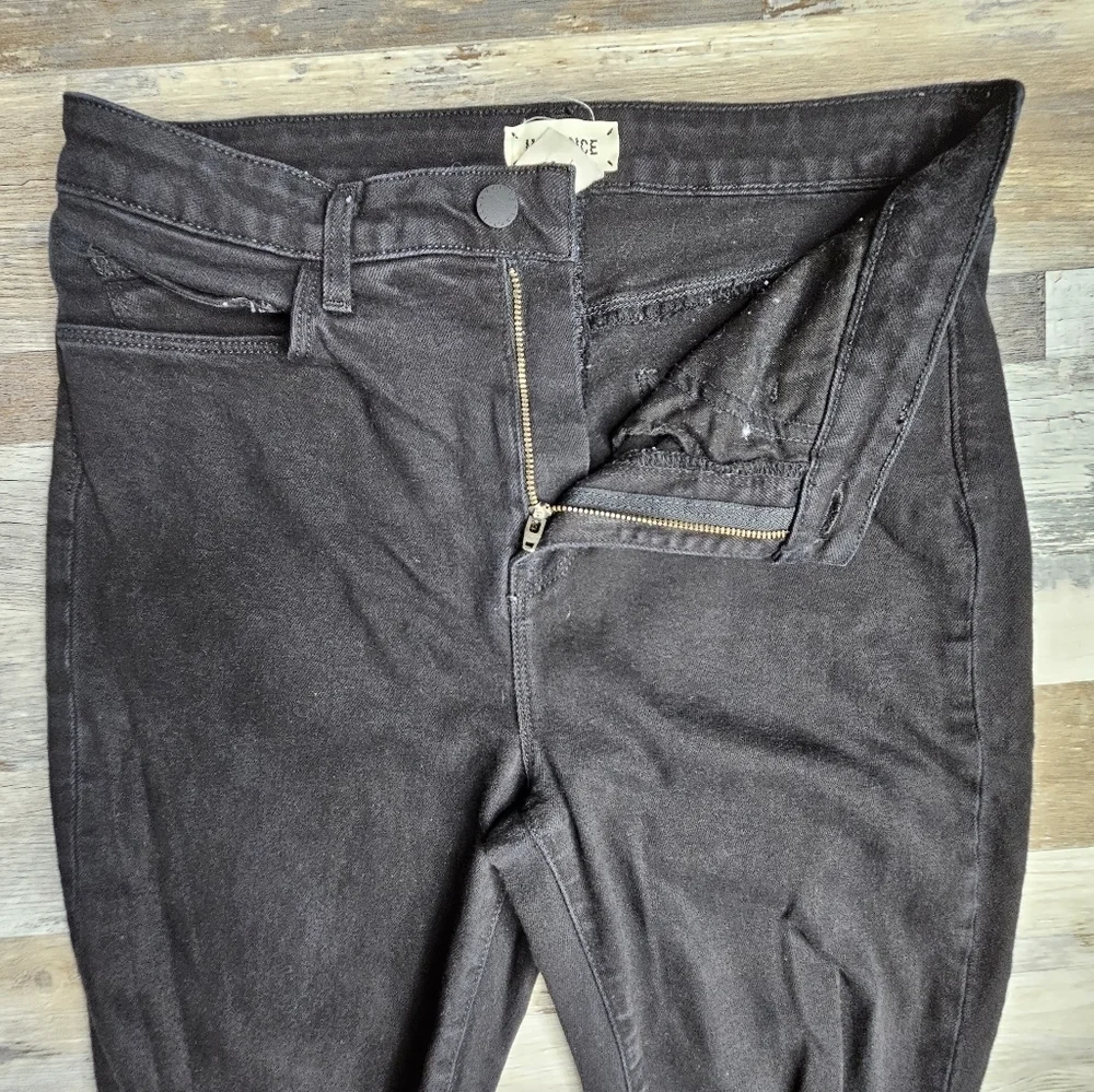 L'agence High Line Skinny Onyx Destruct Women's 29 Raw Hem Distressed Knee Black - Picture 3 of 10